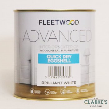 Fleetwood Advanced Quick Dry Eggshell Paint White 1 Litre