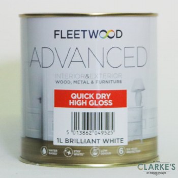 Fleetwood Advanced Quick Dry High Gloss Paint White 1 Litre