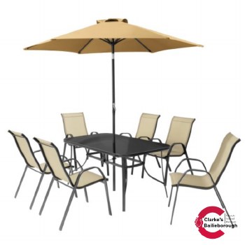 Florina 6 Seater Garden Furniture Set Taupe