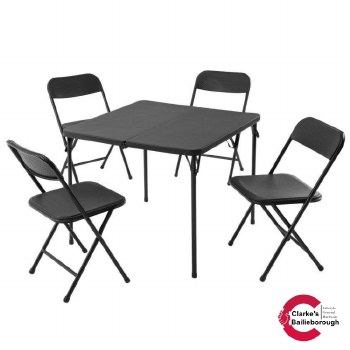 Folding Table and Chairs 5 Piece Black