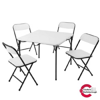 Folding Table and Chairs 5 Piece White
