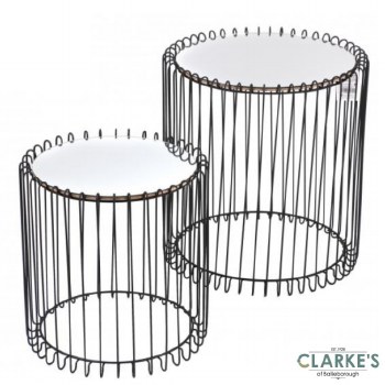 Mirrored Wire Side Tables Black Set of 2