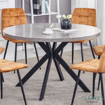Frederic Round Dining Table Grey Concrete Effect