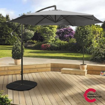 Overhang Garden Parasol 3 Metre Grey