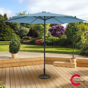 Crank and Tilt Aluminium Garden Parasol 3 Metre Blue Sky
