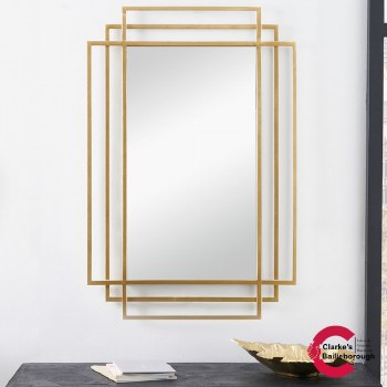 Gold Metal Art Deco Wall Mirror