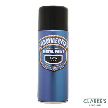 Hammerite Metal Spray Paint Satin Black 400ml