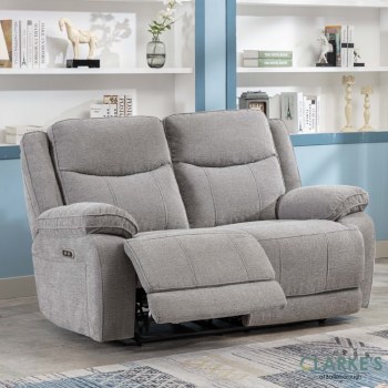 Herbert 2 Seater Power Recliner Sofa Light Grey