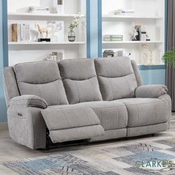 Herbert 3 Seater Power Recliner Sofa Light Grey