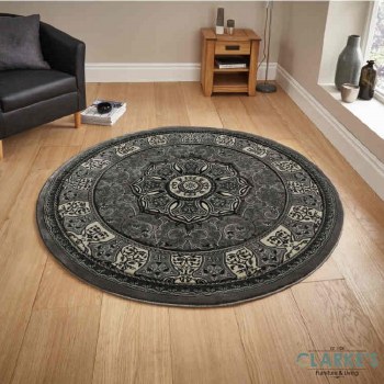 Heritage Circle Rug Grey 150 x 150cm