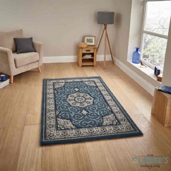 Heritage Traditional Dark Blue Rug 160 x 230cm