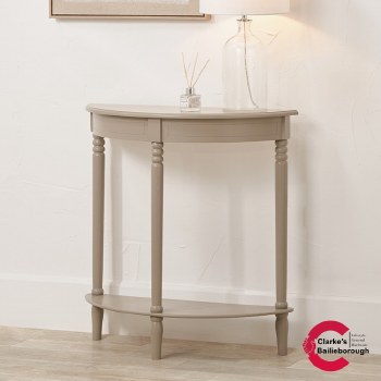 Heritage Putty Pine Wood Half Moon Console Table