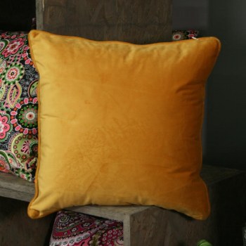 Velvet Orange Piped Cushion