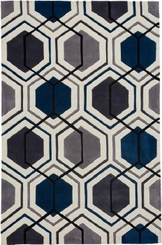 Hong Kong Rug HK7526 Grey / Navy 90 x 150cm