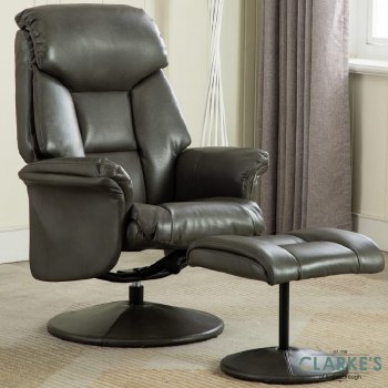 Kenmare Recliner Chair with Foot Stool Grey