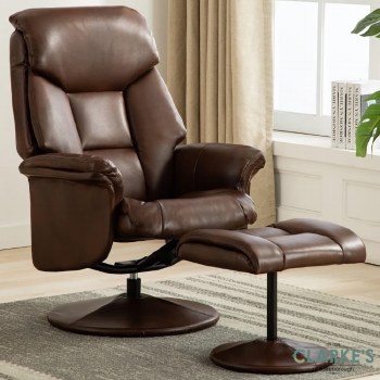 Kenmare Recliner Chair with Foot Stool Chestnut