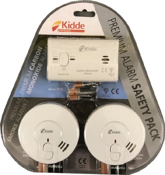 Kidde Premium Safety Pack. 2 x Smoke Alarms, Carbon Monoxide Alarm