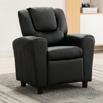 Kids Recliner Chair with Cup Holder Black