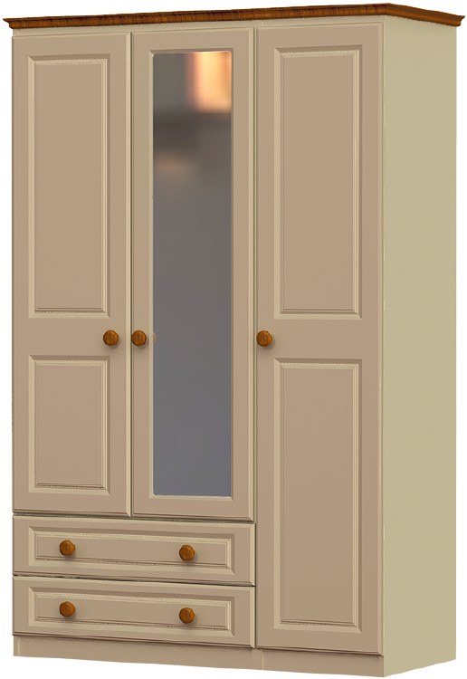 Annagh Ivory Triple Wardrobe With 2 Drawer And Mirror Clarkes Of