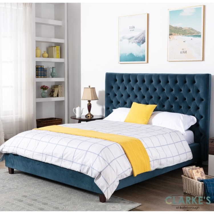 Kensington Velvet 5ft Bed Frame Midnight Blue - Clarkes Bailieborough