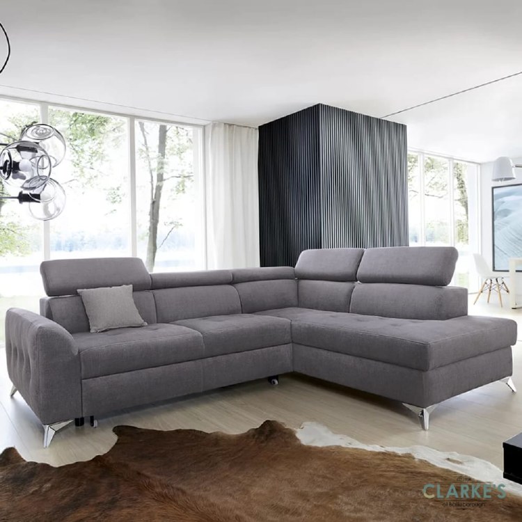 Napoli Corner Sofa Bed With Storage Grey Right Hand Facing Clarkes