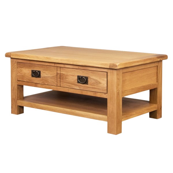 Salisbury Oak Coffee Table With Drawers Shelf Aidan Clarke