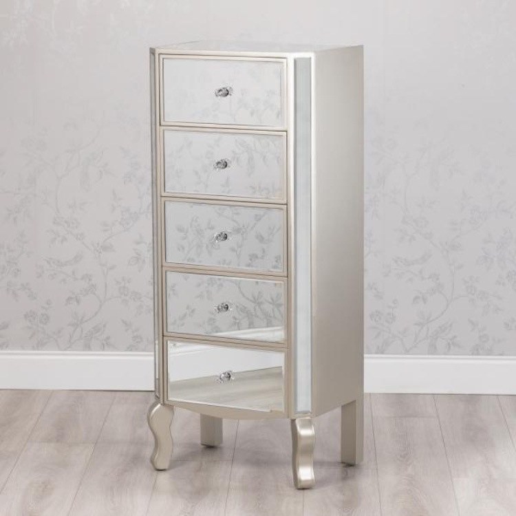 Reflection 5 Drawers Mirrored Tallboy Clarkes Bailieborough Reflection 5 Drawers Mirrored Tallboy