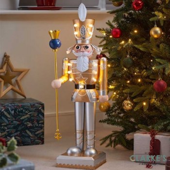 LED In-Lit Nutcracker Gold-White