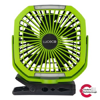 Luceco Rechargeable Clamp Fan Light with Powerbank