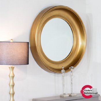 Marcella Deep Round Mirror Gold 90cm