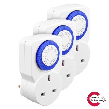 Masterplug 24 Hour Mechanical Timers 3 Pack
