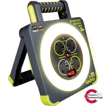 Masterplug 5m Cable Reel with Worklight