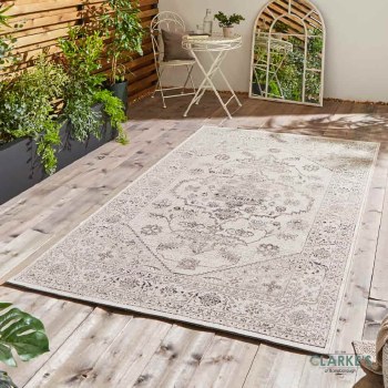 Miami 19517 Outdoor Rug Ivory/Black 120 x 170cm
