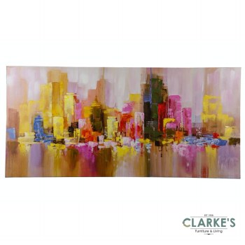 Misty Cityscape - Hand Painted Wall Art on Canvas