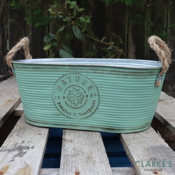 Nature Flower Planter with Jute Rope Handles Green