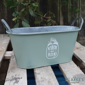 Nature Flower Planter with Metal Handles Sage