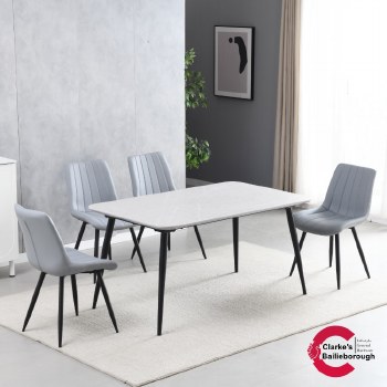 Newark Dining Set - Melamine Top Table and 4 Chairs
