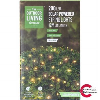 200 LED Solar String Lights Warm White