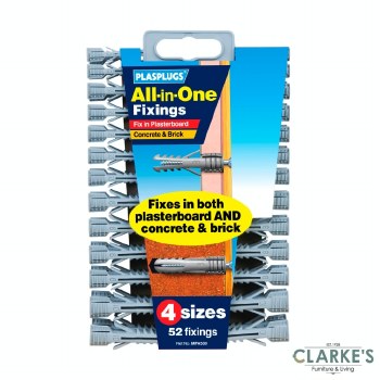Plasplugs All in One Multipurpose Fixings | 52 Pack