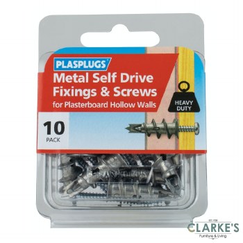 Plasplugs Metal Self Drive Fixings & Screws | 10 Pack
