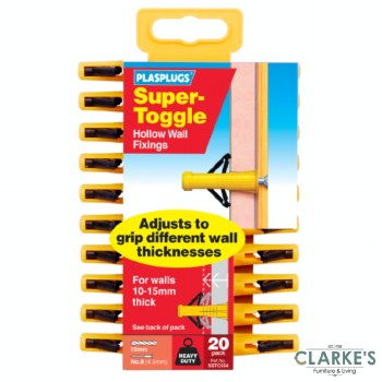 Plasplugs Super-Toggle Hollow Wall Fixings | 20 Pack
