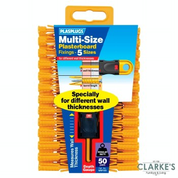 Plasplugs Multi-Size Plasterboard Fixings | 50 Pack