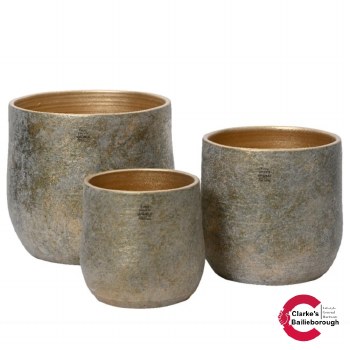 Pots with Gold Crackling Set of 3