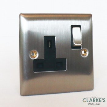 Power Pro 13A Double Pole Switched Socket Brushed Steel