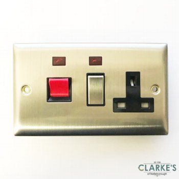 Power Pro 45A Coocker Switch with Socket Brushed Steel