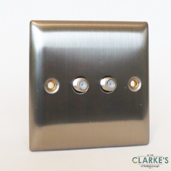 Power Pro Double Satellite Outlet Socket Brushed Steel