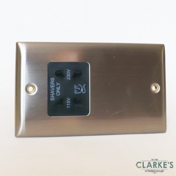 Power Pro Dual Voltage Shaver Socket Brushed Steel