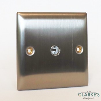 Power Pro Single Co-Axal Outlet Socket Brushed Steel