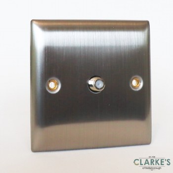 Power Pro Single Satellite Outlet Socket Brushed Steel