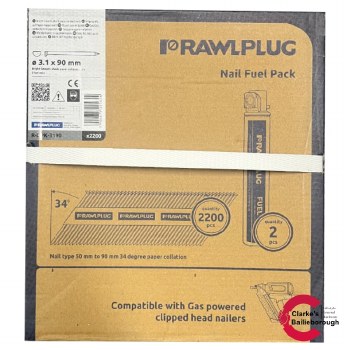RawPlug Galvanised Collated Nails 3.1x90mm 2200 Pack